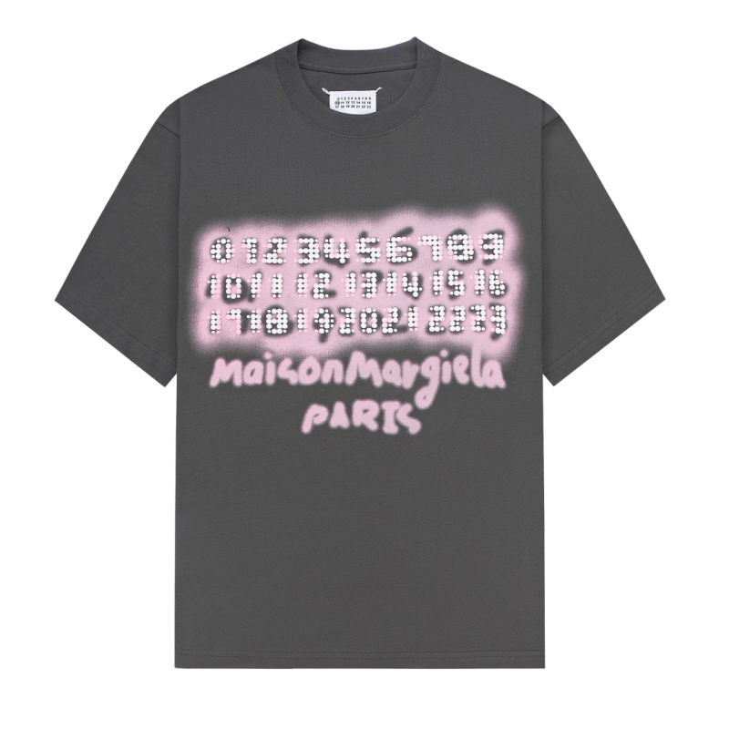 메종마르지엘라 핑크프린팅 차콜 티셔츠